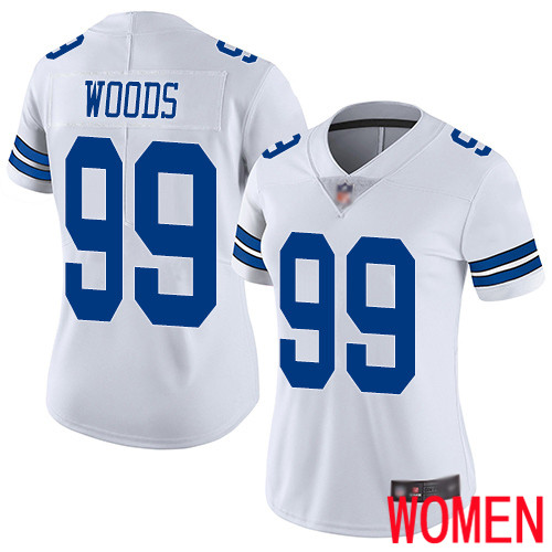 Women Dallas Cowboys Limited White Antwaun Woods Road #99 Vapor Untouchable NFL Jersey